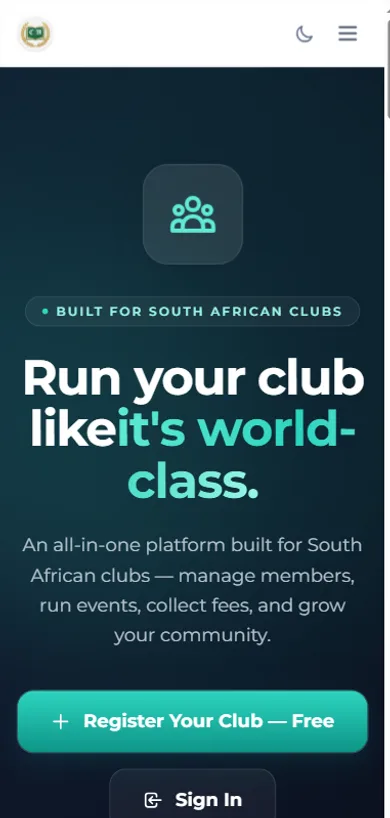 MyClubSA on a phone